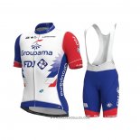 2021 Abbigliamento Ciclismo Groupama-FDJ Rosso Blu Bianco Manica Corta e Salopette (2)